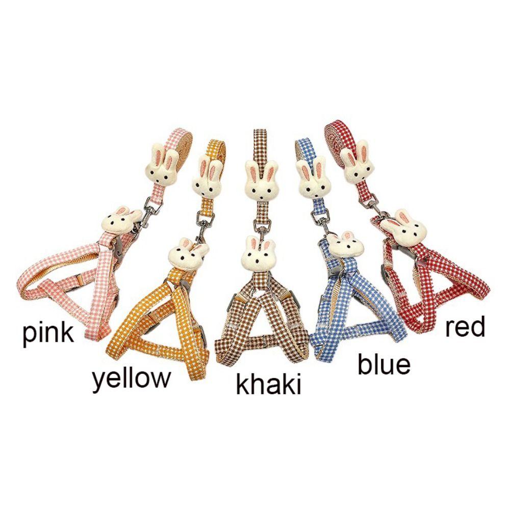 Adjustable Rabbit Doll Dog Harness Rabbit Doll Dog Chest Strap Dog Plaid Chest Vest  Puppy