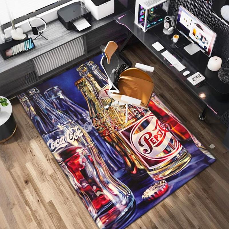 Christmas Gift Halloween Themed Cola Beverage Coca Cola Carpet Is Suitable for Living Room and Bedroom Doormats Office Balcony Decorative Carpet V26