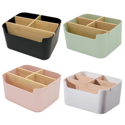 Multifunctional Office Desk Organisers with Pen Holder Space Saving Wood Pen Holder Storage Case Remote Storage Holder