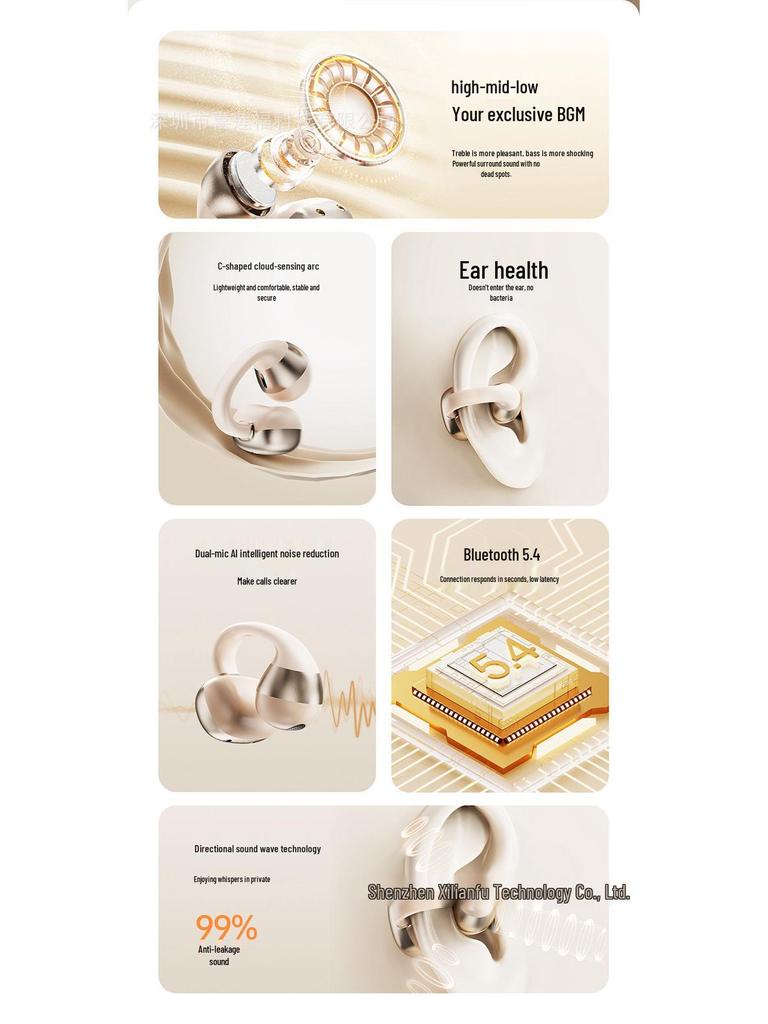 Miniso M09 Smart Translation Bluetooth Earphones - Clip-On, High-Quality Sound, Long Battery Life