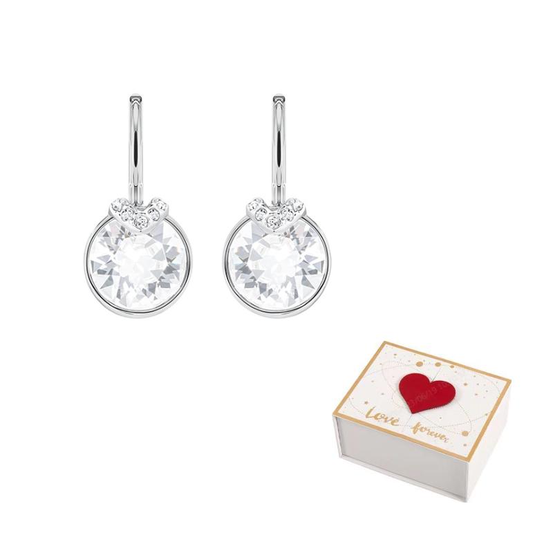Swarovski Rhodium plated Earrings Womens White white gift box