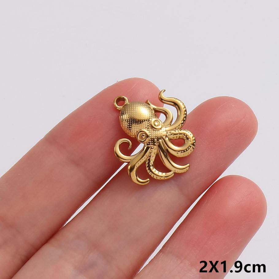 5pcs/Lot Gold Color Exquisite Sea Animal Charm Shell Tortoise Stainless Steel Pendants For Jewelry Making Supplies Beach Pendant