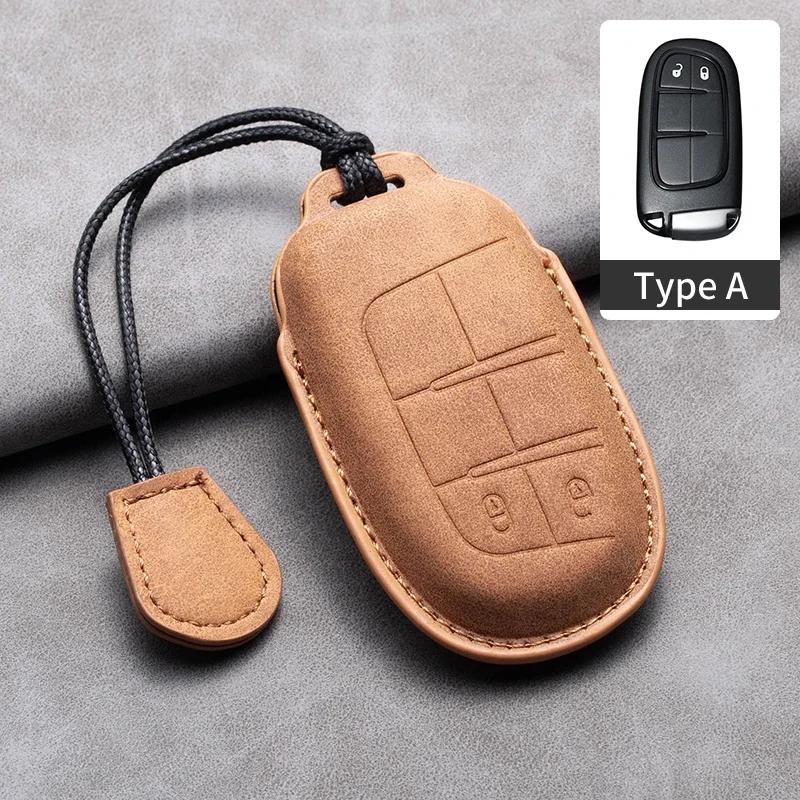 Leather Car Key Case Cover Keychain For Jeep Wrangler Commander Compass Patriot Renegade Cherokee Grand Cherokee Keyring