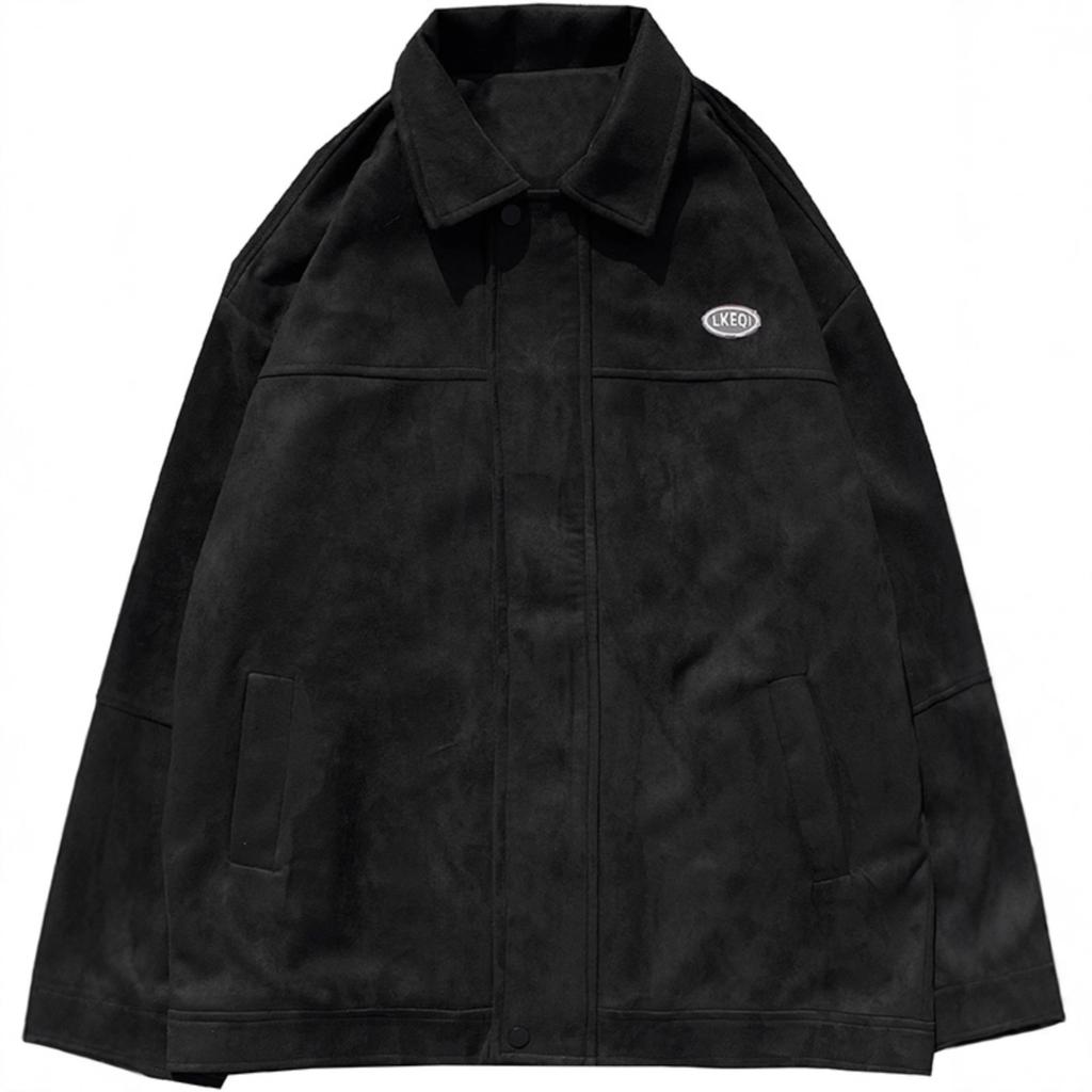 Spring and autumn deerskin velvet jacket men's solid color versatile trendy brand casual ruffian handsome trendy youth locomotive sports jacket