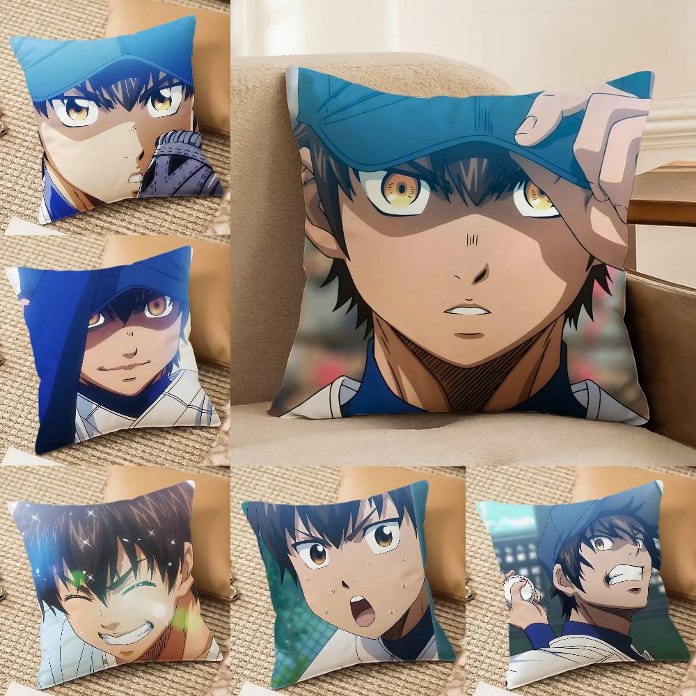 S-Sawamura Eijun Pillow Case Anti-dustmite Pillowcase Invisible Zipper Silky Sofa Cushion Cover