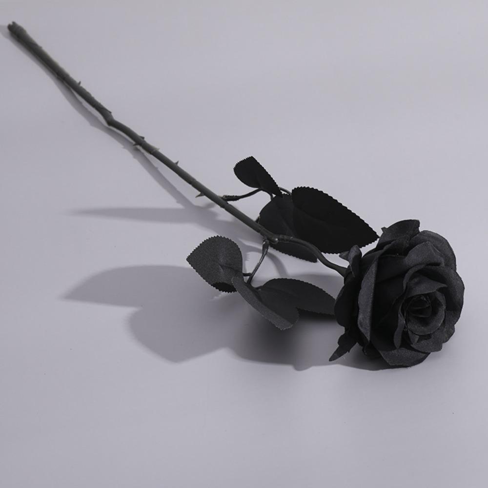 Gothic Style Simulation Rose Bouquet Pure Black Fake Rose Flower  Wedding Home Party Decor