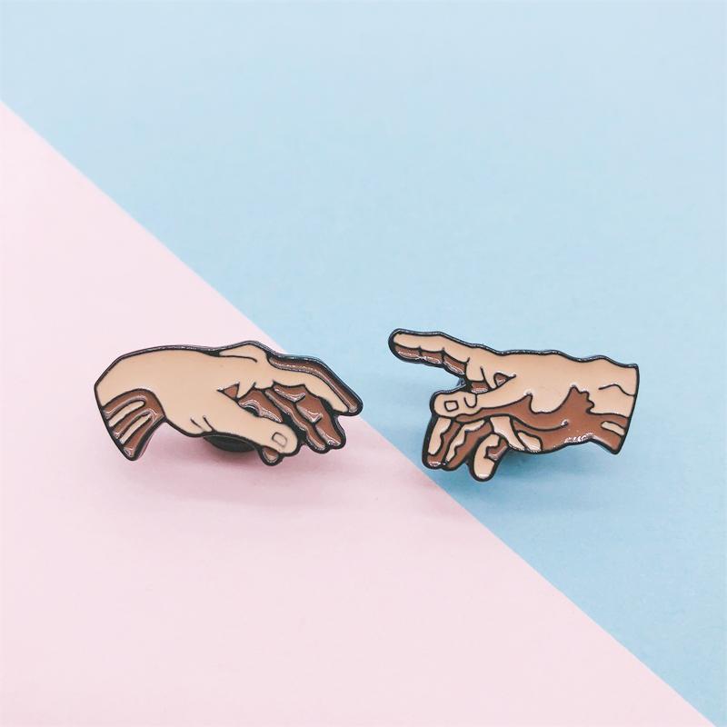 Cartoon Fun Gesture Holding Hands Fun Enamel Brooch Pin Custom Alloy Badge Clothes Bags Accessories Jewelry Gifts For