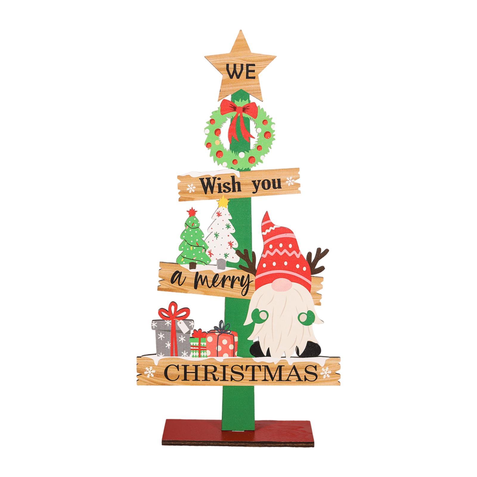 Desktop Xmas Tree Ornament Wooden Xmas Tree Decor Room Wood Christmas Table Sign