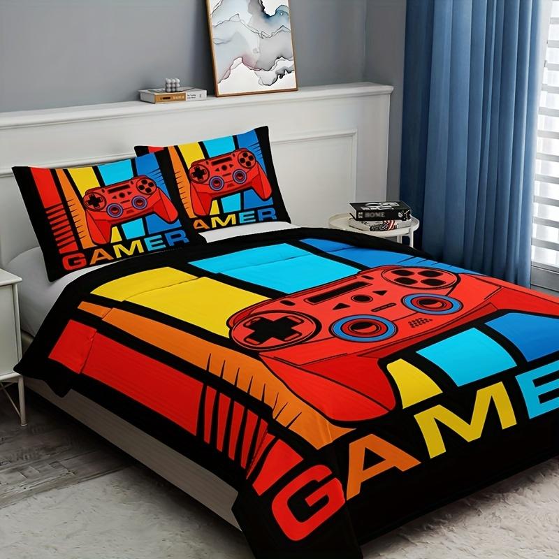 Colorful Gamepad Print Duvet Cover Set Soft And Comfortable Bedding For Bedroom Includes 1 Duvet Cover And 2 Pillowcases