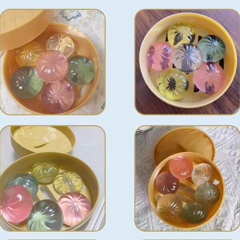 5Pcs Mini Dumplings with Steamer Buns Squeeze Ball Slow Rebound Toys Crystal Dumpling Squishes Squishy Fidget Toy