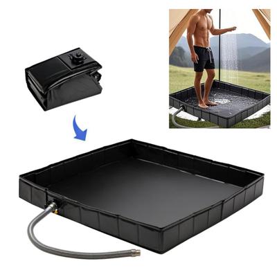 Base de Douche Extérieure avec Tuyau d'Évacuation Détachable Pliable Imperméable PVC Camping Extérieur