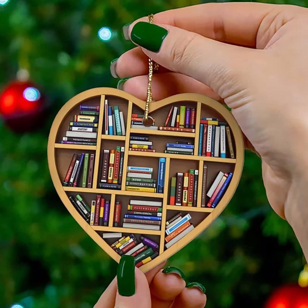 Modern Heart Shaped Acrylic Decorative Ornament For Readers And Librarians Car Interior Decor