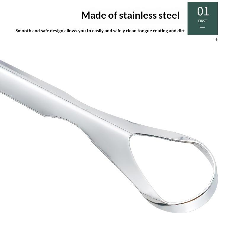 1 Pcs Reusable Stainless Steel Useful Tongue Scraper Cleaner Fresh Breath Cleaning Coated Tongue Oral Hygiene Care Tools