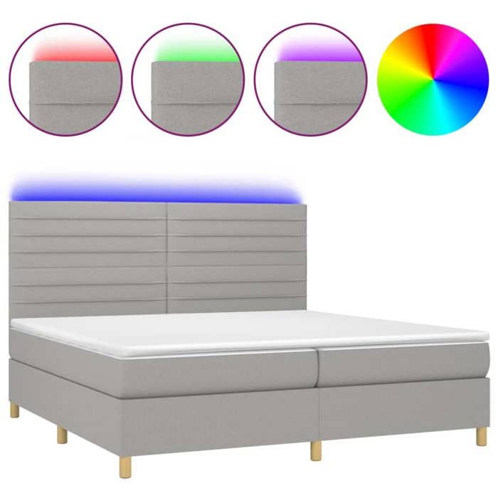 VidaXL Slat Bed Base with Mattress and LEDs, Upholstered Bed with Headboard, Double Bed, Adult Bedroom Bed, 3135541