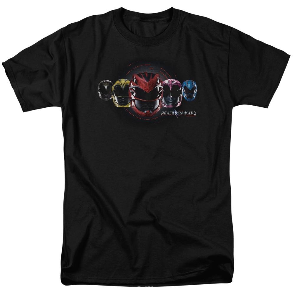 Power Rangers - Head Group - Adult Unisex Short Sleeve T-Shirt - Black S