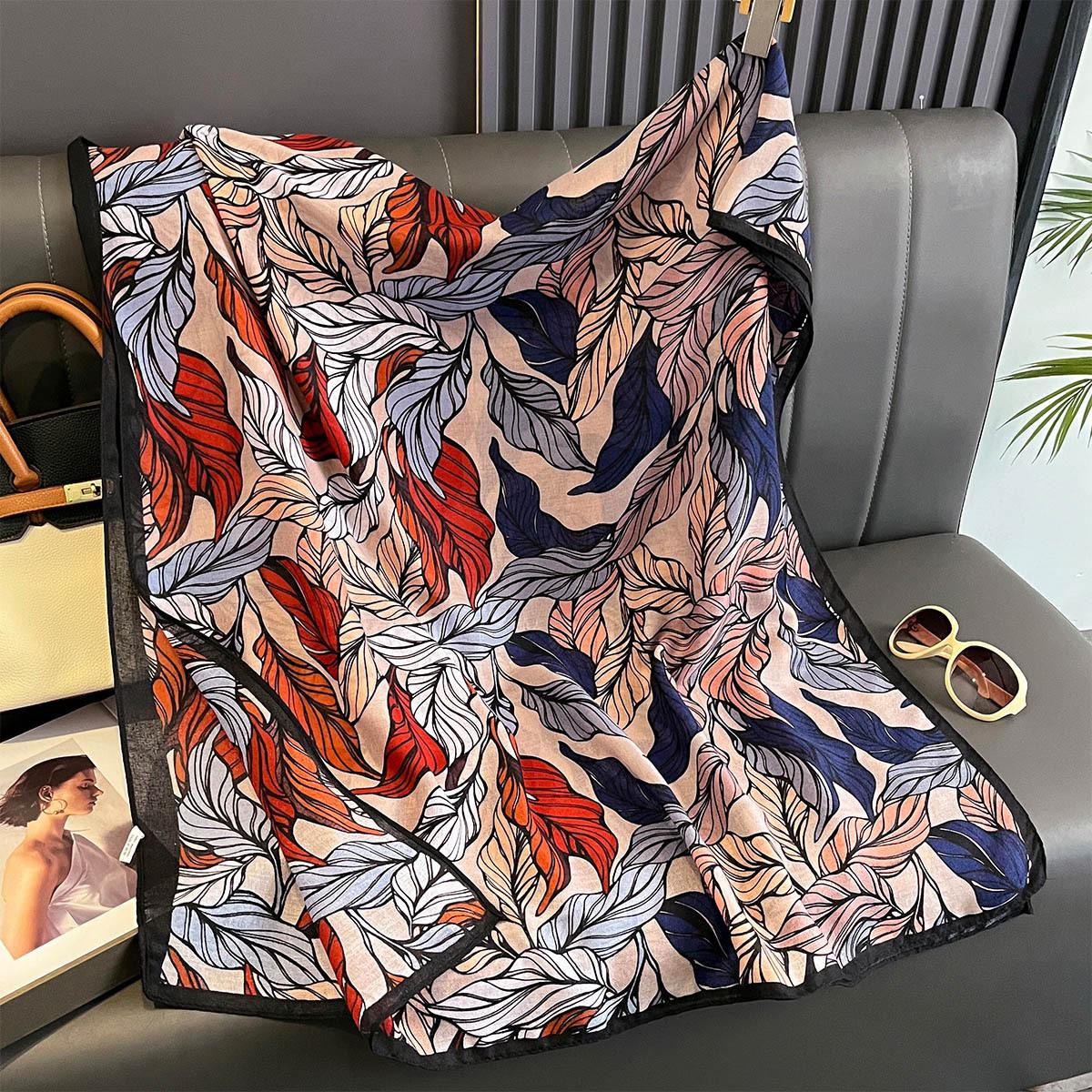 

Retro Spring/Summer Paisley Printed Silk Scarves Women Fashion Versatile Cotton Linen Shawl Warp Lightweight Scarf Bandana 85x180cm