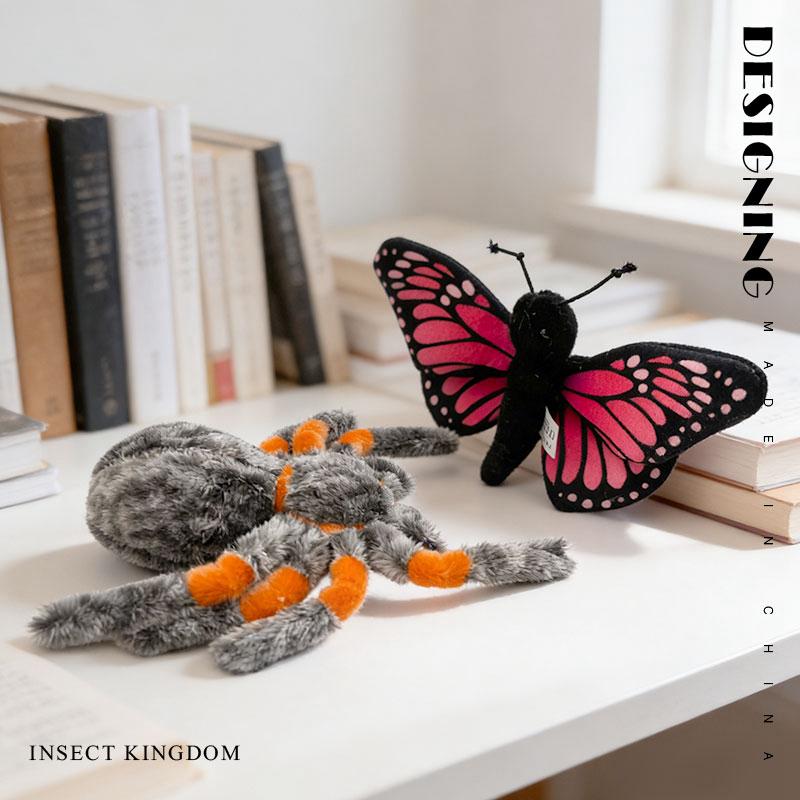 Delicate Cute Insects Plush Toys Funny Lifelike Spider Butterfly Ant Bee Ladybug Mantis Doll Office Desktop Pets Kids Game Props