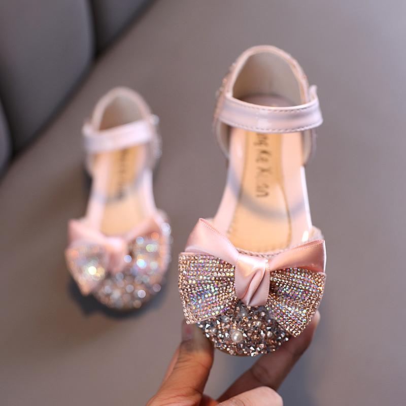 

Kids Princess Shoes Luxurious Party Wedding Sequins 21-30 Infant Girl s Mary Janes Glitter Fashion Pink Green Children Flats 23