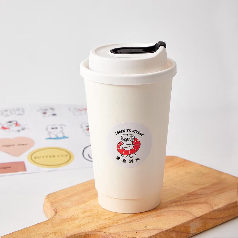 500ml Disposable Paper Coffee & Milk Tea Cups with Lids