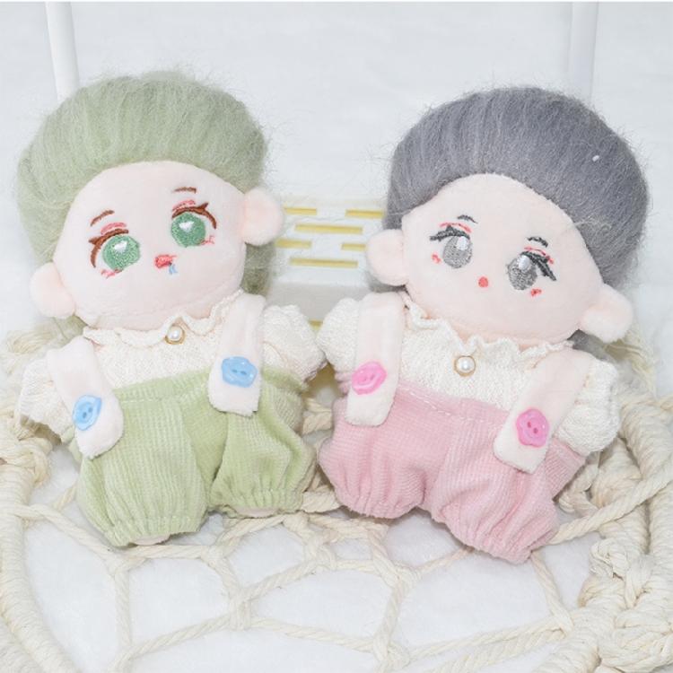 Pretend Play Cotton Doll Costume Fashion Clothes Collection with Top Overalls Garment for 10cm Plush Doll Dressingup