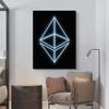 Moderne Neon-Effekt Bitcoin Ethereum ETH BTC Poster Drucke Virtuelles Münzzeichen Leinwandmalerei Wandkunst Bild für Zimmer Heimdekor