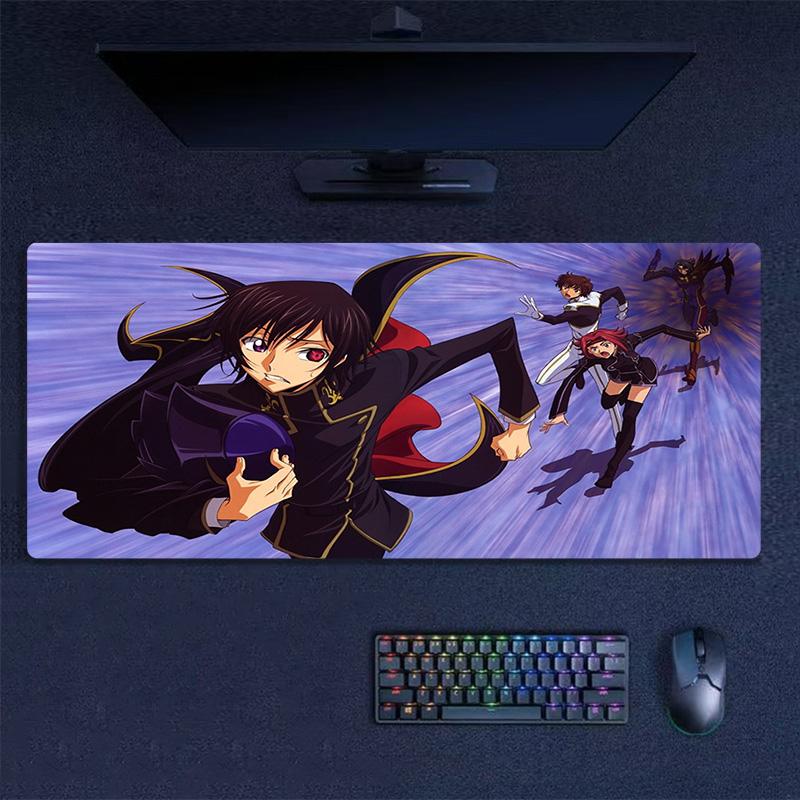 Code Geass All Main Characters Group Anime Mouse Pad, Glow Background Large Gaming Desk Mat for Game Room