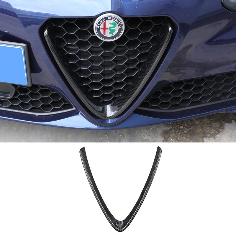 LUBTW1 For Alfa Romeo Giulia 2017 2018 2019-2025 Car Front Bumper Air Grilles V Frame Decoration Trim Sticker Logo Cover Accessories