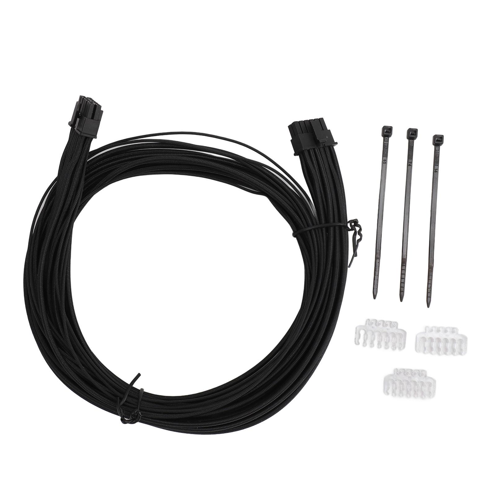 

PCIE .0 GPU Power Supply Cable Fire Resistant 12+4Pin to 12+4Pin GPU Power Adapter Cable for RTX309 Black