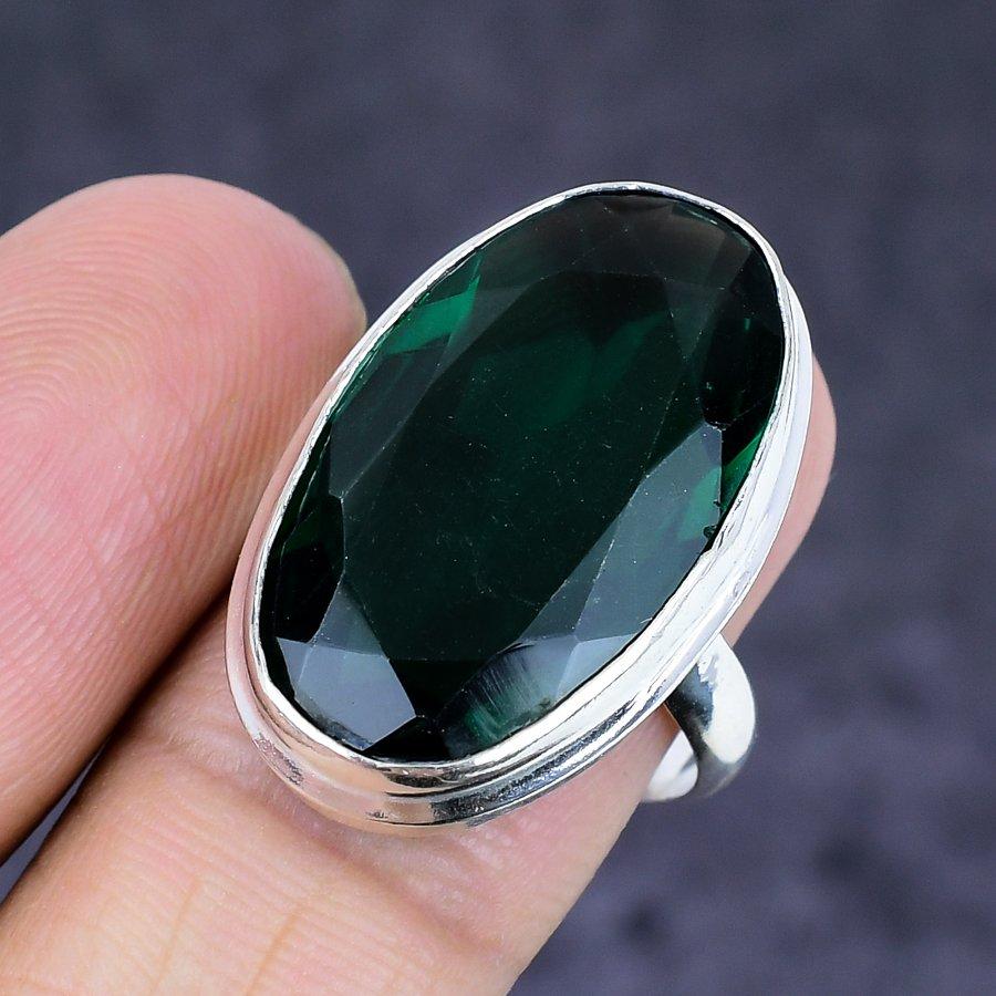 Natural Indicolite Tourmaline 925 Sterling Silver Jewelry Ring Size 8 h9P49