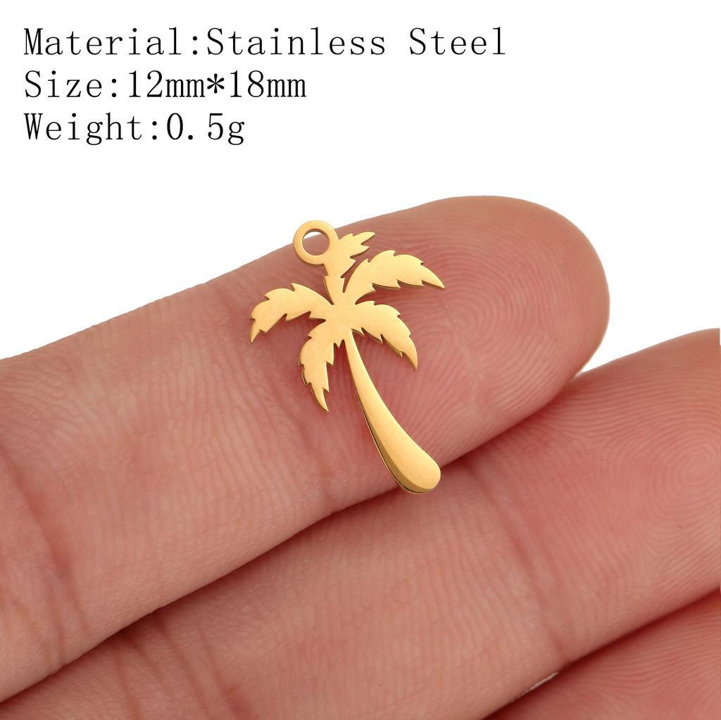 5Pcs Pineapple/Monstera Leaf/Tropical Hawaii Palm Tree Charms Stainless Steel Conch Pendant DIY Bracelet Necklace Jewelry Making