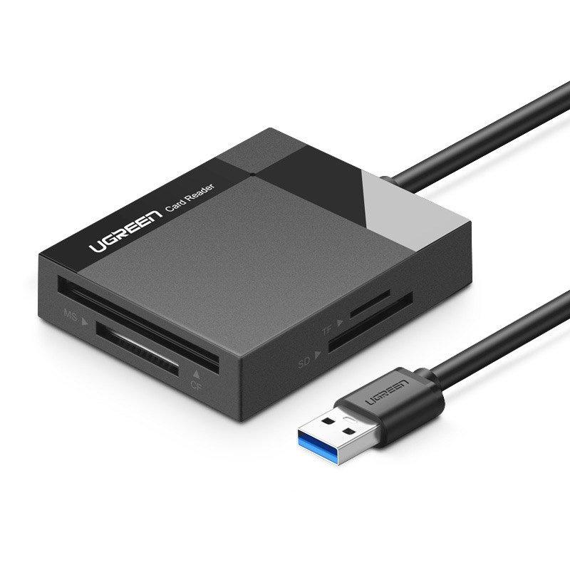 Lecteur de carte mémoire Ugreen USB 3.0 avec câble de 1 m - Noir - Compatible avec les cartes SD/microSD/CF/MS, modèle CR125 30231