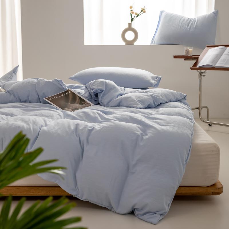 1pc Solid Color Duvet Cover 100% Washed Cotton Quilt Cover Japanese Minimalist Style Bedding Single Double King Queen Size Bed