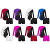 Kids Girls Stylish Clothing Set for Skating Training Wear Outfits Long Sleeve Contrast Color Leotards and Shorts