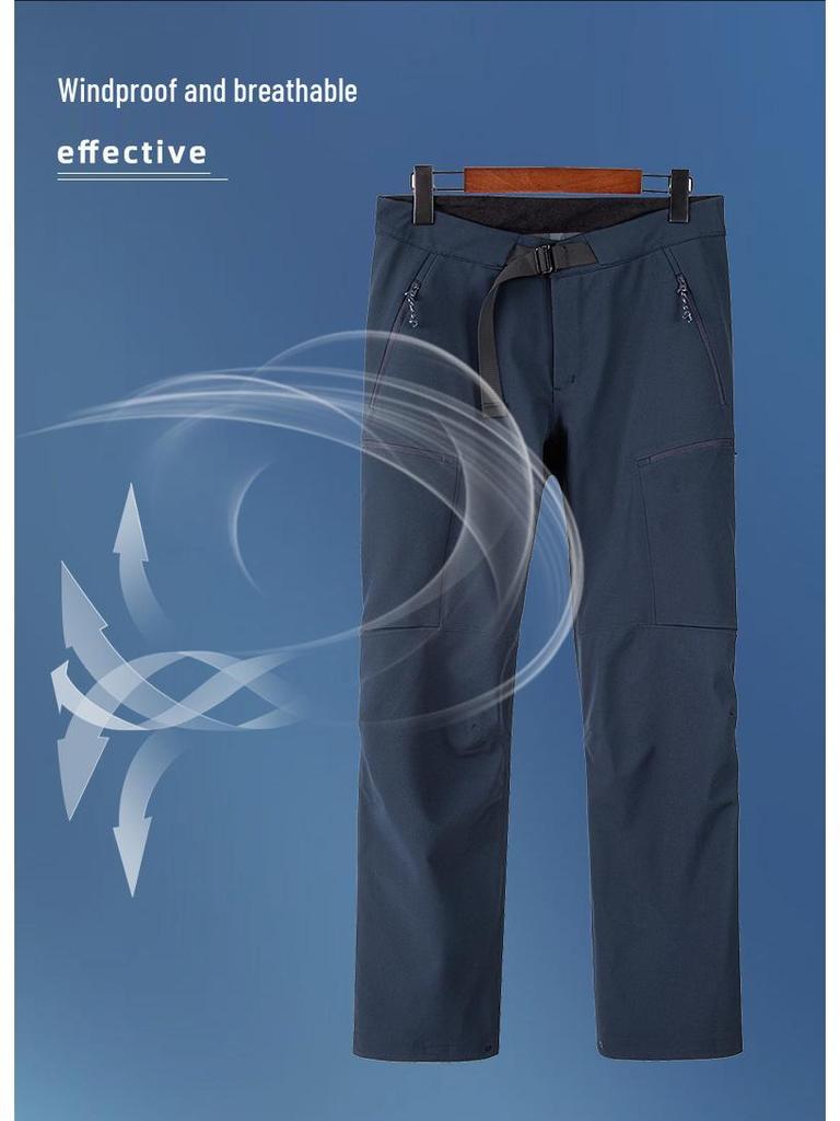 Men's Waterproof Windproof Fleece-Lined Softshell Hiking Pants