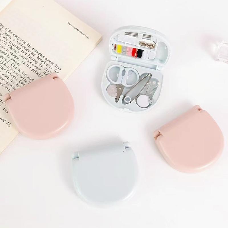 1Set Knöpfe Pins Aufbewahrungsboxen Nähkasten Haushalt Tragbarer Reise Mini Nähset Schere Fingerhut Nadelfäden Box Set