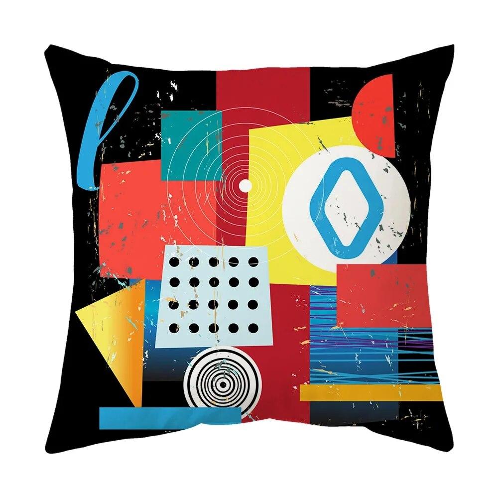 Colorful Geometric Abstract Pattern Printed Pillowcase, Sofa Cushion Cover, Office Car Decoration, Personalized Home Decoration