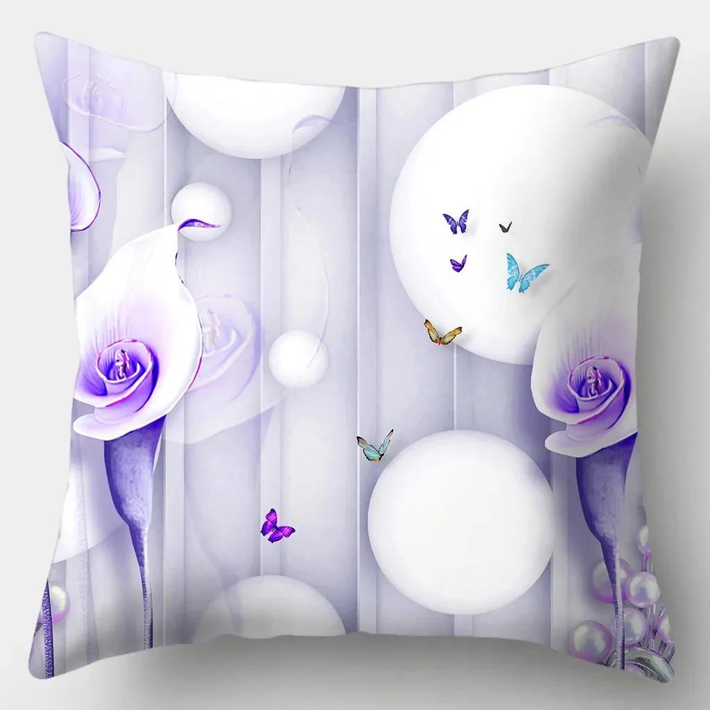 Reichhaltige Blumen Kissenbezug Quadratische Sofakissenhülle Retro Kissenbezug