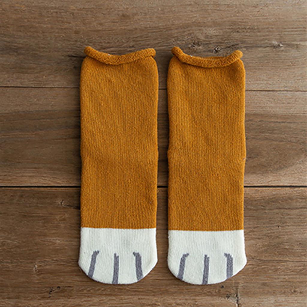 

Женские модные утолщенные чулки с изображением кота кораллового цвета, средние чулки, носки One Size жёлтый