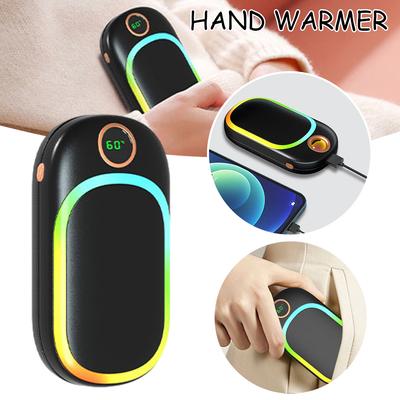 Mini chauffe-mains circulaire coloré avec lumière du coucher de soleil, appareil de maintien au chaud rapide pour le sport et le fitness