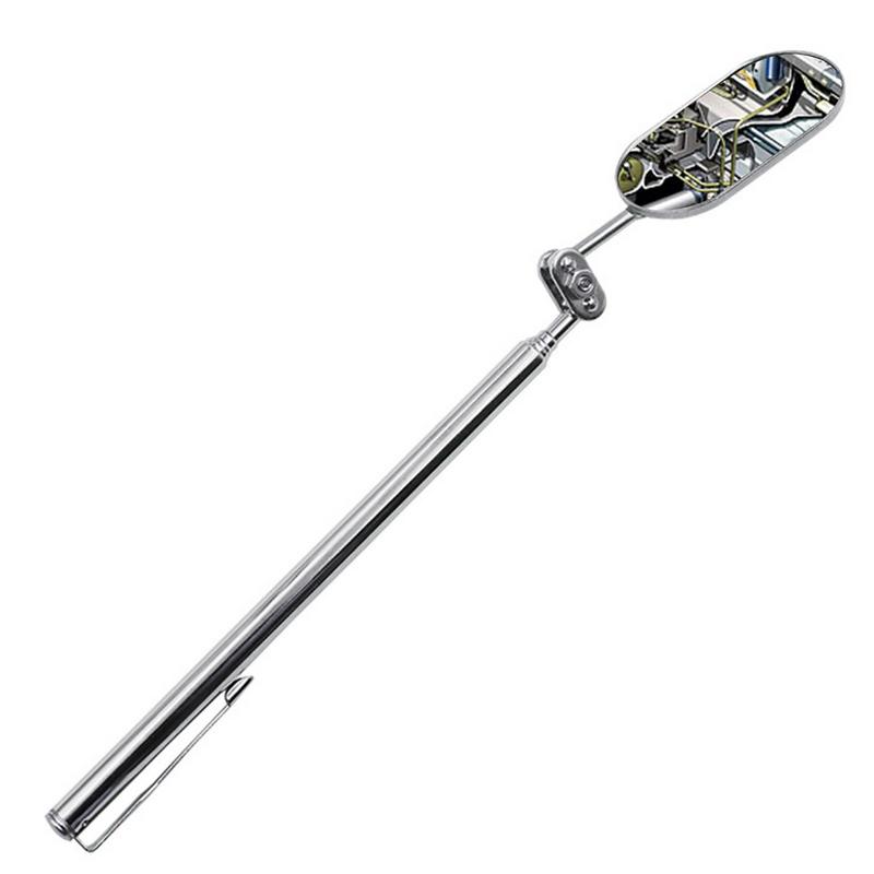 Automobile Repair Inspection Mirror Telescopic Mirror 360-Degree Rotating with LED Light Folding Elliptical Retractable Mirror
