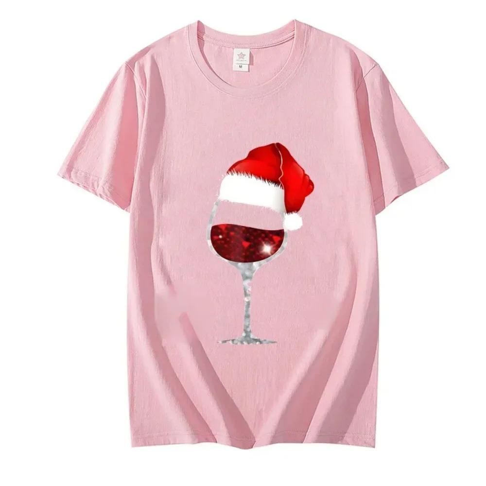 Shirts for Men T-Shirt Christmas Wine Print Tops Women's Men's T-Shirt Short Sleeve Oversize Streetwear Tshirts Men Brand Tshirt