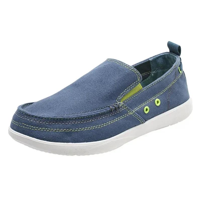 2024 Men Canvas Fashion Men's Casual Shoes Light Non-slip Loafer Flat Driving Shoes Outdoor Sneakers Vulcanized Shoes
