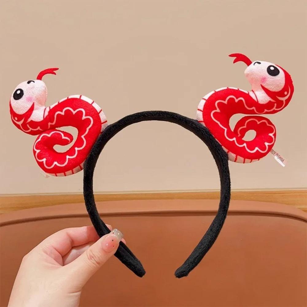 

Chinese Style Snake Year Hair Hoop Cloth Hair Band New Zodiac Headwear Rave Party Double-headed Red
