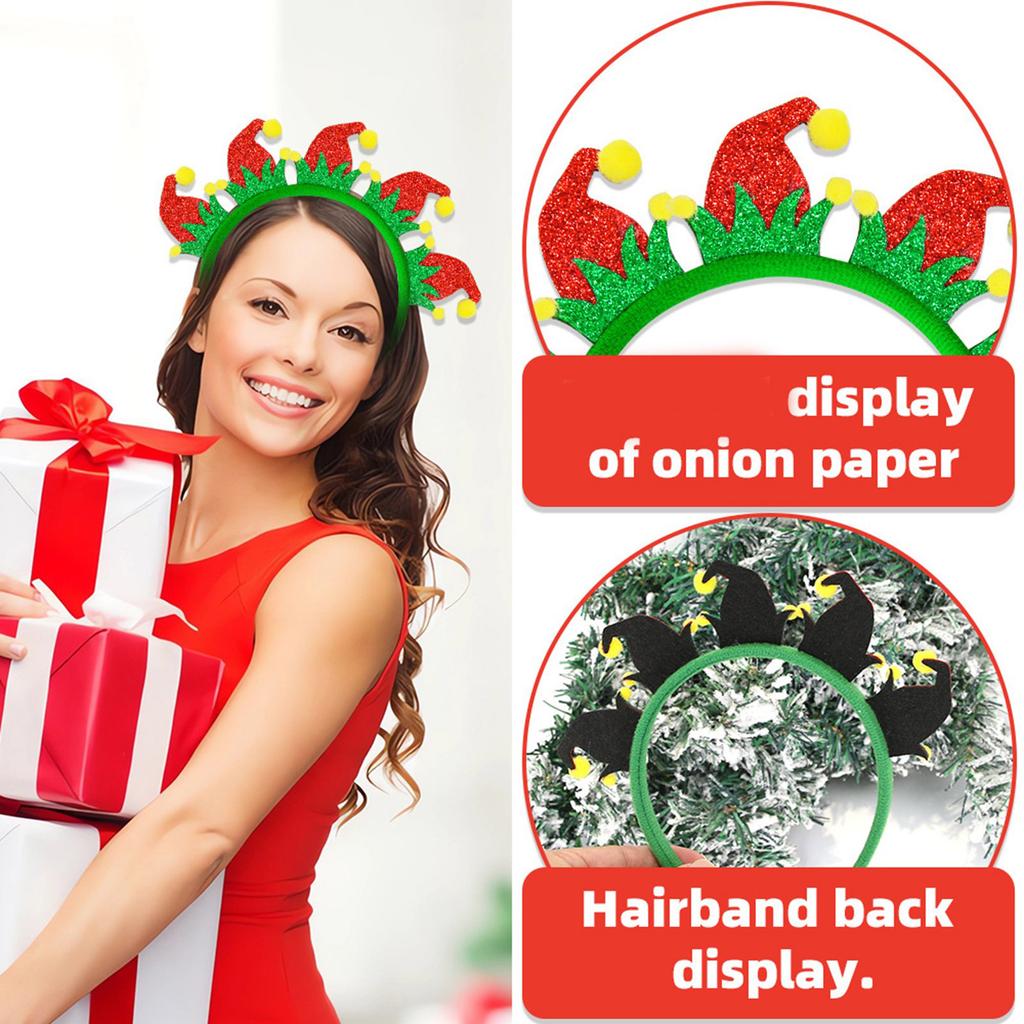 Christmas Hairband Glittering Powder Festival Theme Headband for Adult Kids Holiday Celebration Headdress Party Supply