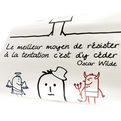 [L5451] - Sheet of Stickers 'Proverbs' The Best Way. . . . . Temptation. . . - Oscar Wilde (50x70 Cm)