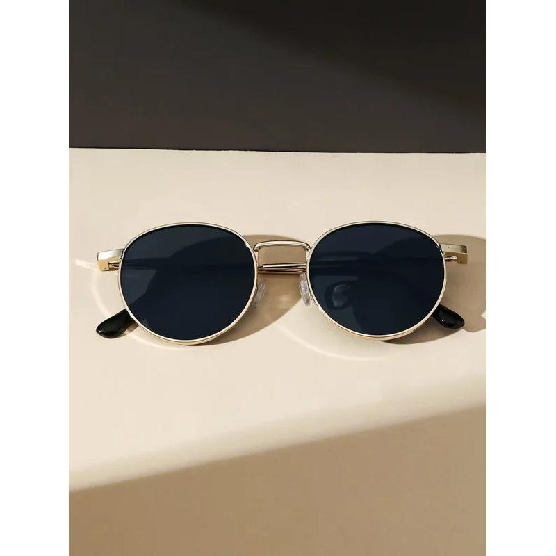 1PC Unisex Metal Round Frame Vintage Y2K Casual Sunglasses For Outdoor Daily Vacation Driving Clothing Accessories
