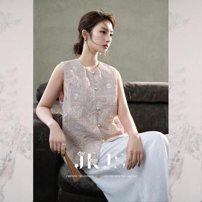 New Chinese Style Embroidered Rayon Linen Vest