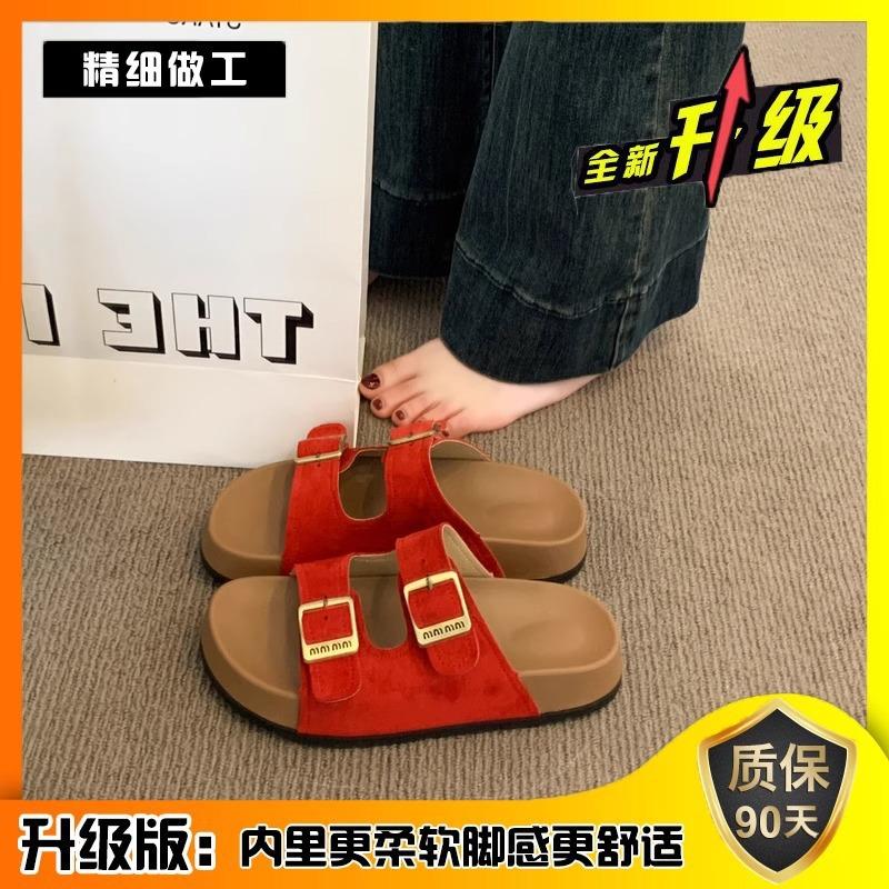 

Thick-bottomed Birkenstock slippers women s summer outer wear 2025 new outer wear super fire with skirt soft-bottomed beach sandals 35
