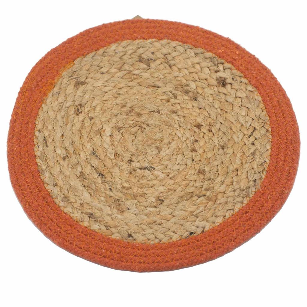 Placemat Jute Cotton 30cm Clay Border Natural