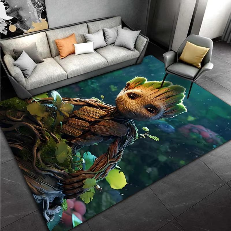 Marvel-Groot Avengers Little Tree Man Carpet for Living Room Home Decor Large Area Bedroom Floor Rug Non-slip Easy Mat
